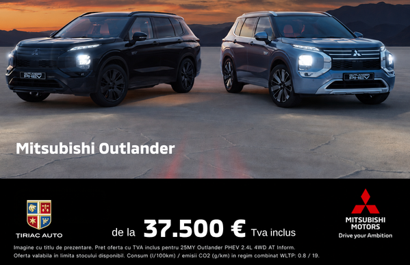 ⚡ Descoperă Mitsubishi Outlander PHEV de la 37.500 euro, Tva inclus