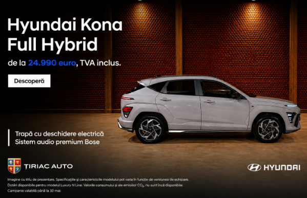 🚘Hyundai Kona Full Hybrid, de la 24.990 euro, Tva inclus
