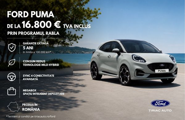 Ford Puma - Preț începând de la 16.800 EURO TVA inclus prin Programul Rabla
