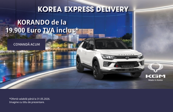 Korando, de la 19.900 euro, TVA inclus cu livrare din stoc