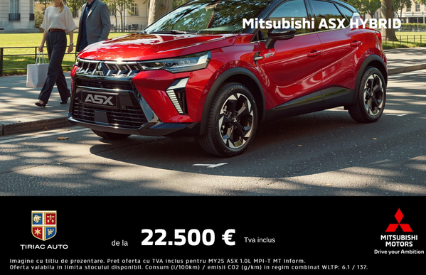 🚘 Descoperă noul Mitsubishi ASX HYBRID de la 22.500 €, TVA inclus