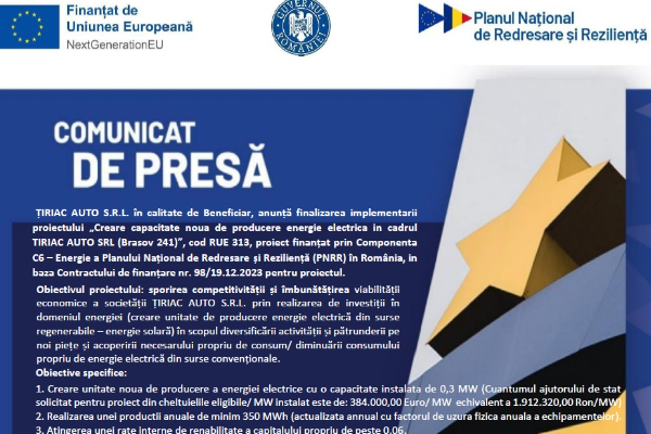 Comunicat de presă PNNR Online