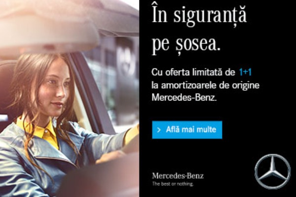 Esti in siguranta pe sosea cu oferta limitata de 1+1 la amortizoarele de origine Mercedes-Benz